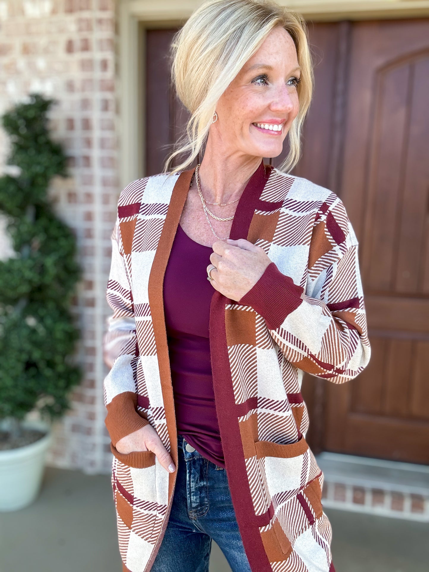 Plaid & Play Cardigan Sweater