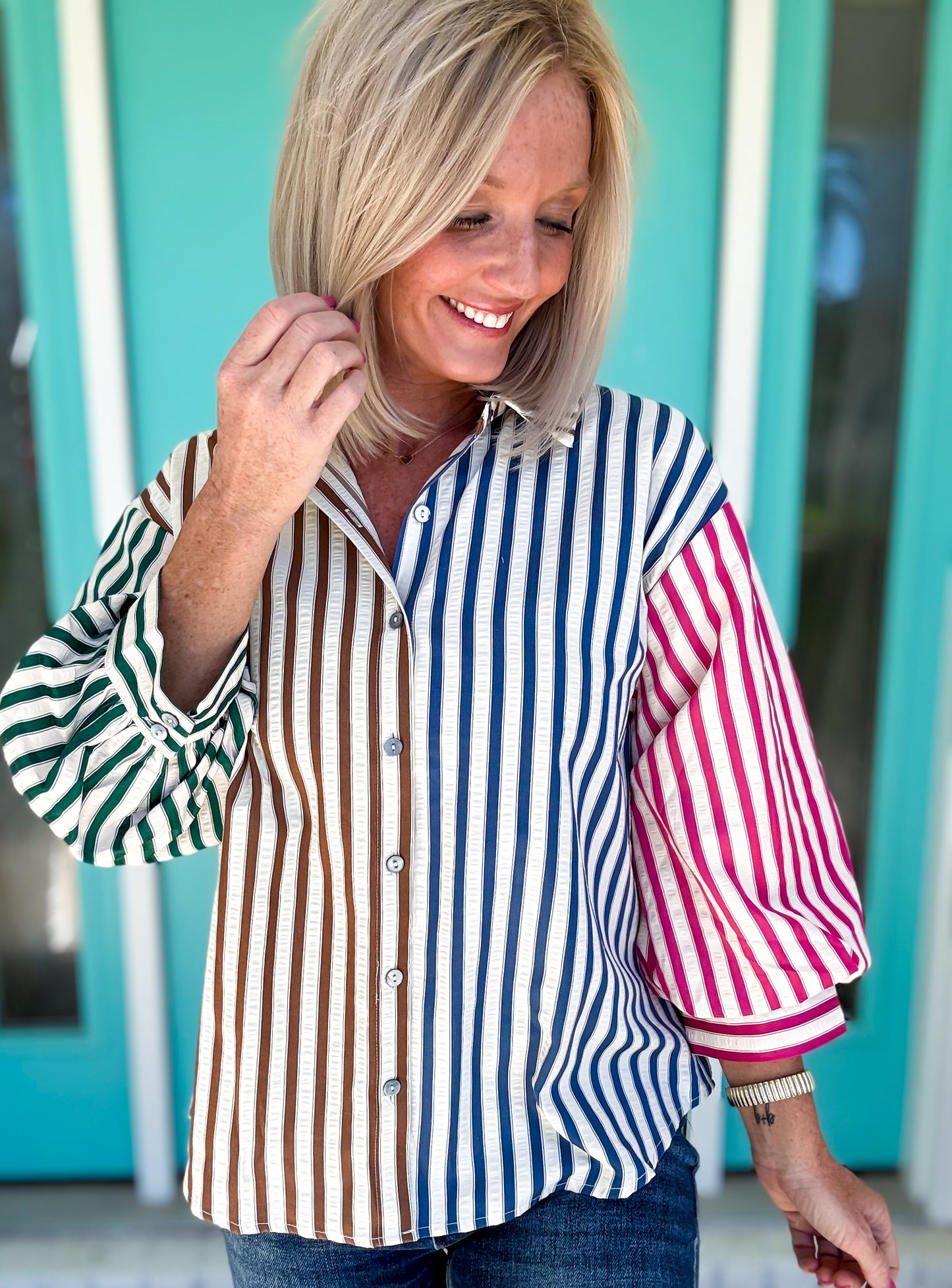 Harvest Stripes Button Down Top