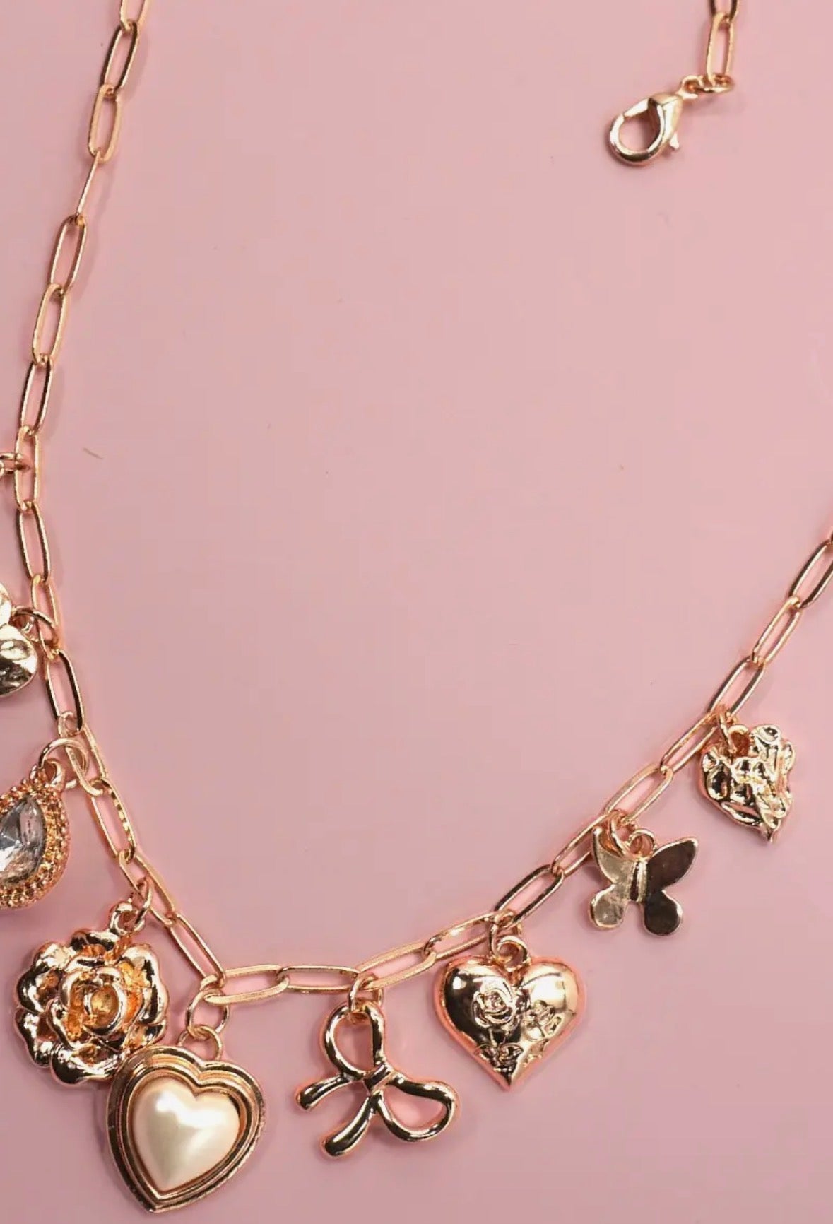 Pearl + Stone Charm Necklace