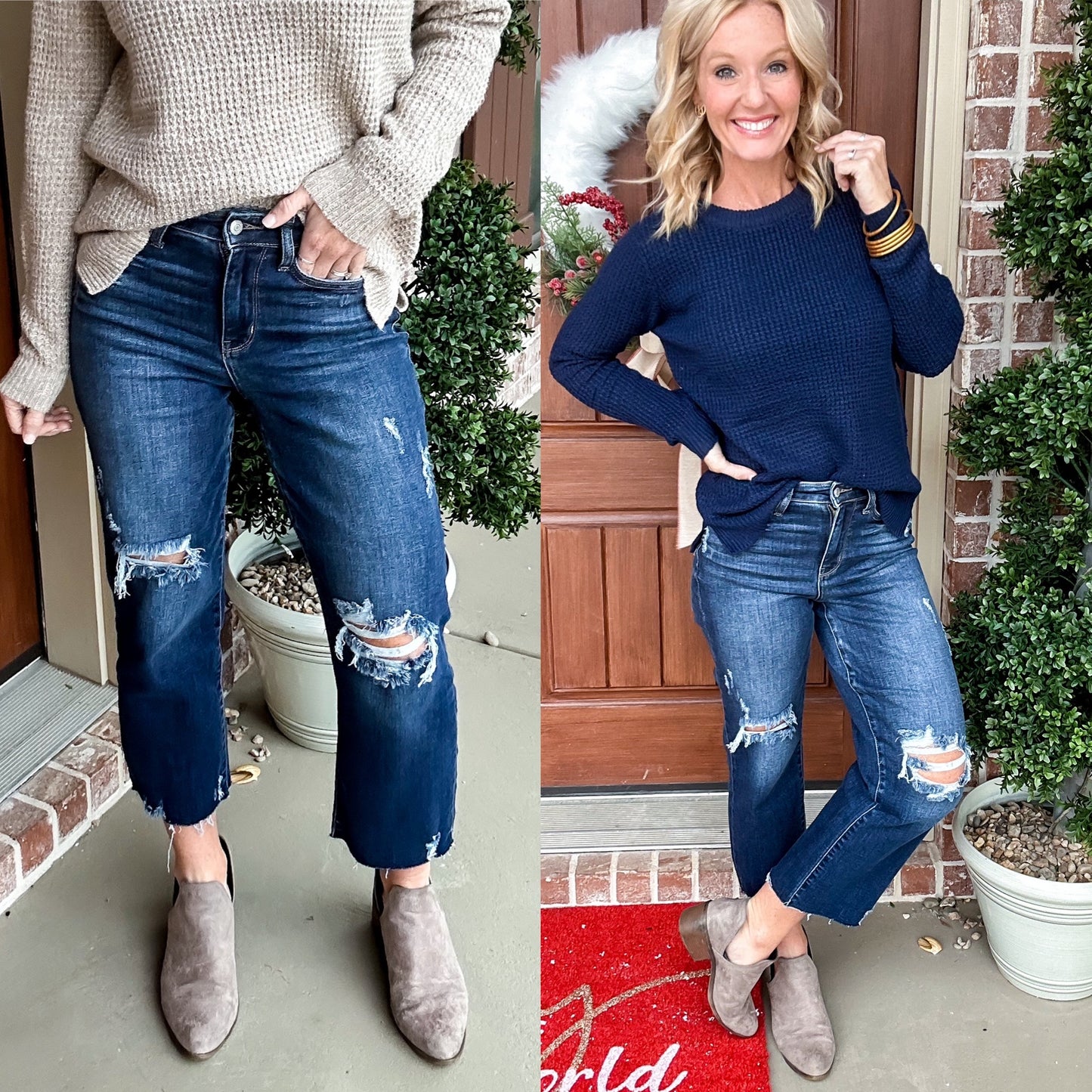 The Whitney Distressed Wide Leg Crop Jeans— Judy Blue
