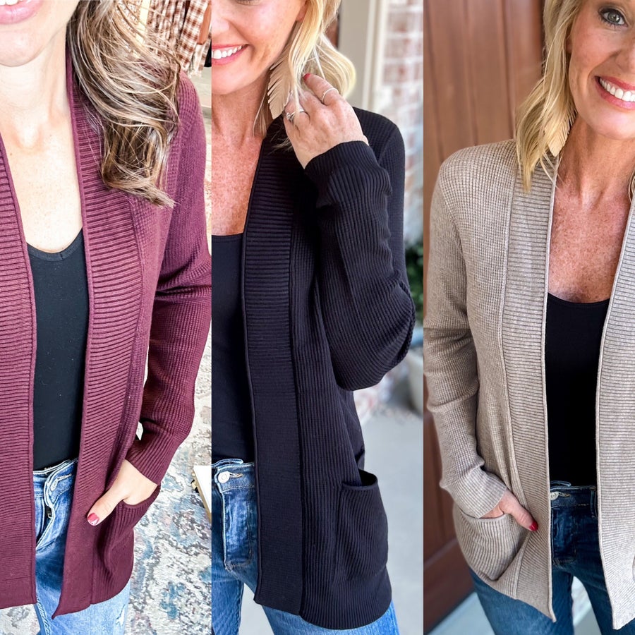 The Fall Color Waffle Knit Staccato Cardigan