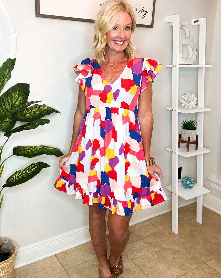 Natural Beauty Ruffle Sleeve Dress