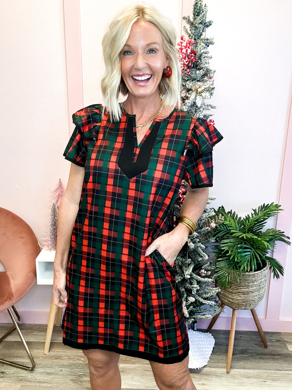 The Ava Dress | Red Plaid
