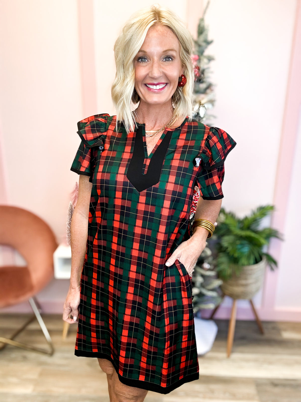 The Ava Dress | Red Plaid