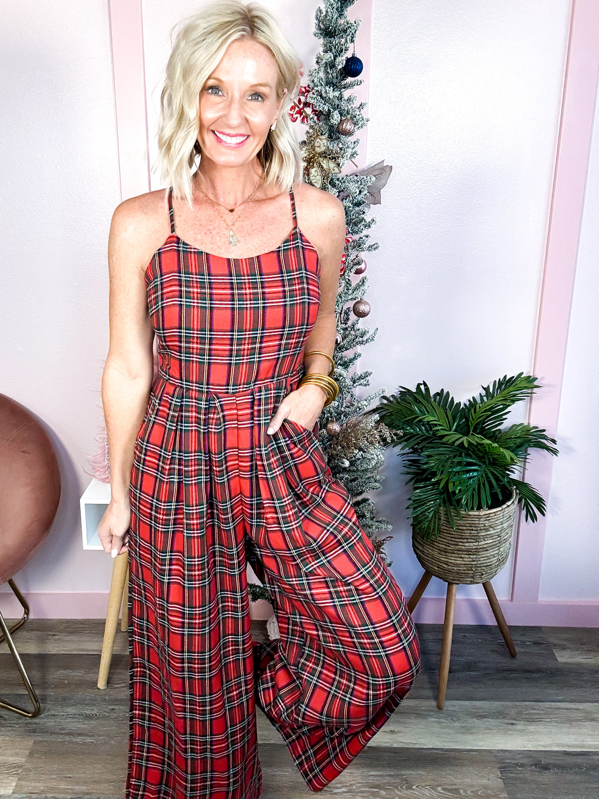 The Holiday Plaid Jumpsuit