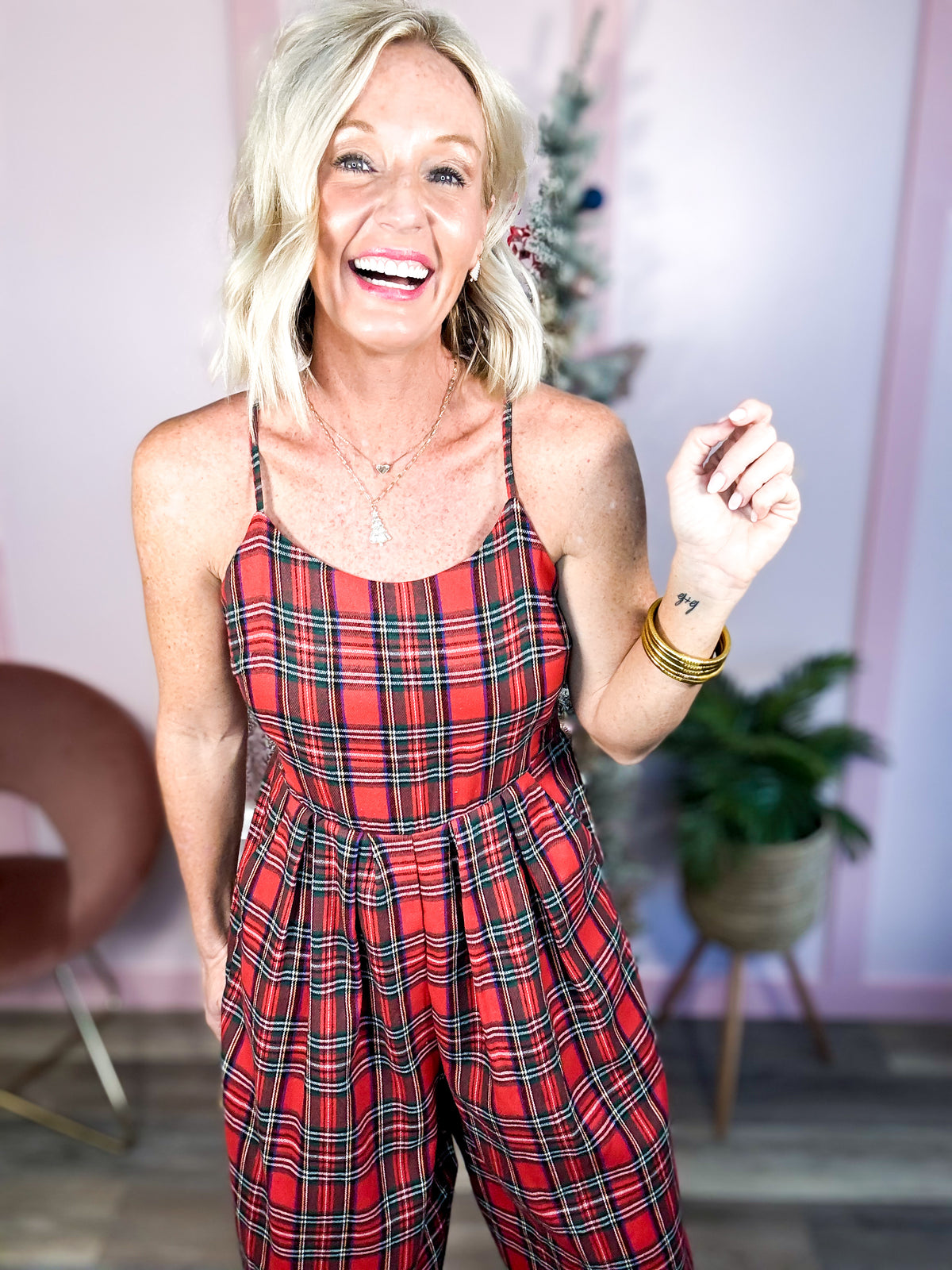 The Holiday Plaid Jumpsuit