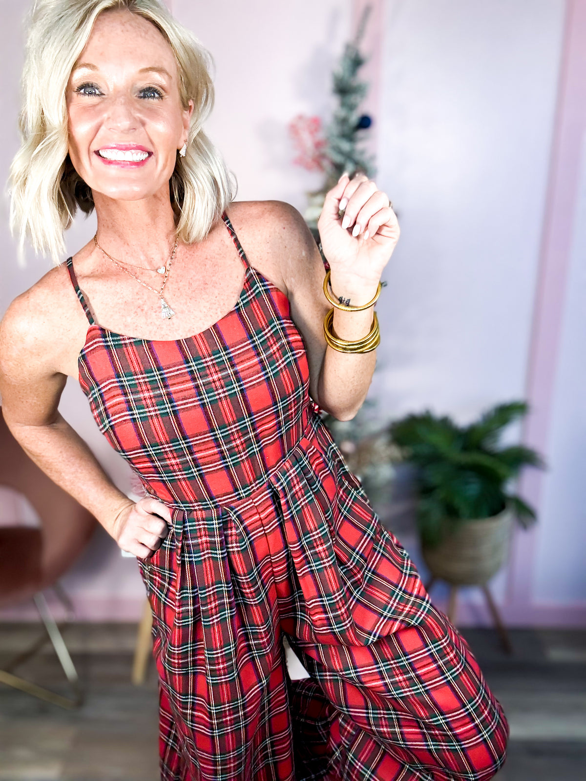 The Holiday Plaid Jumpsuit
