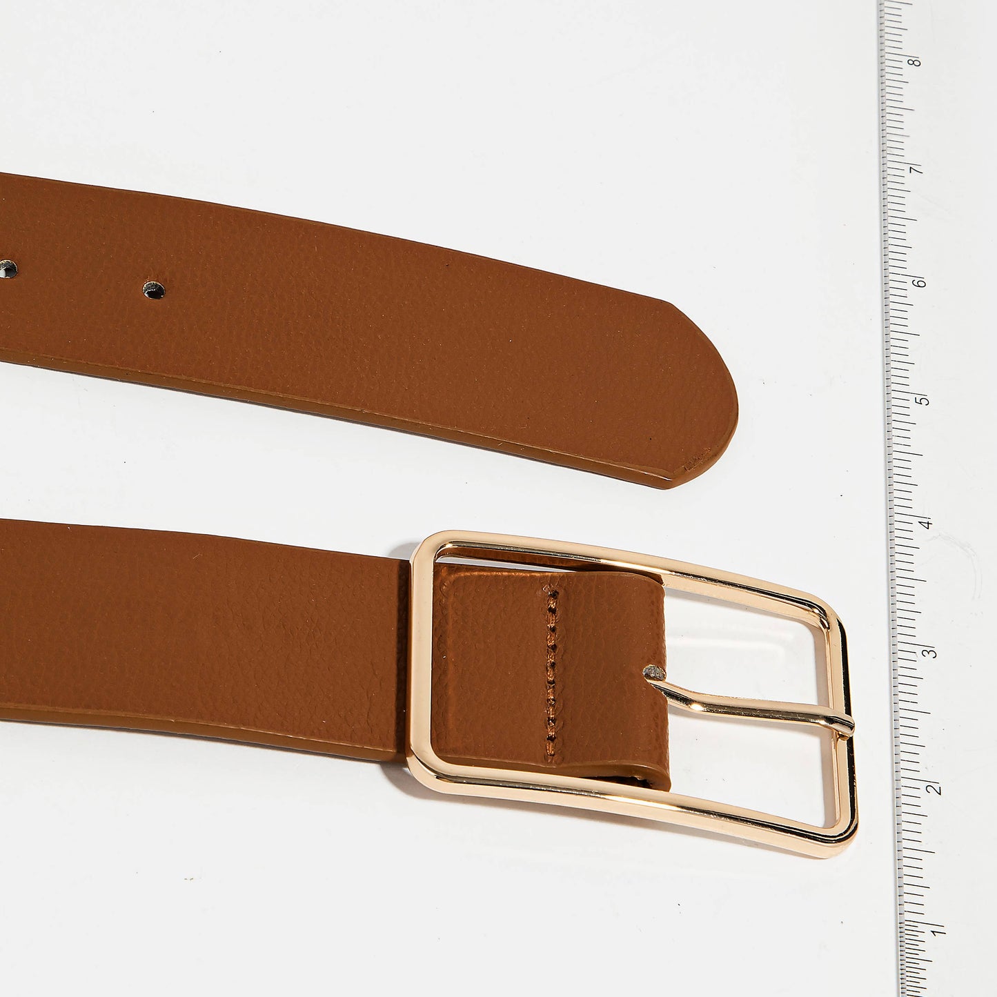 Rectangle Cutout Buckle Vegan Leather Belt