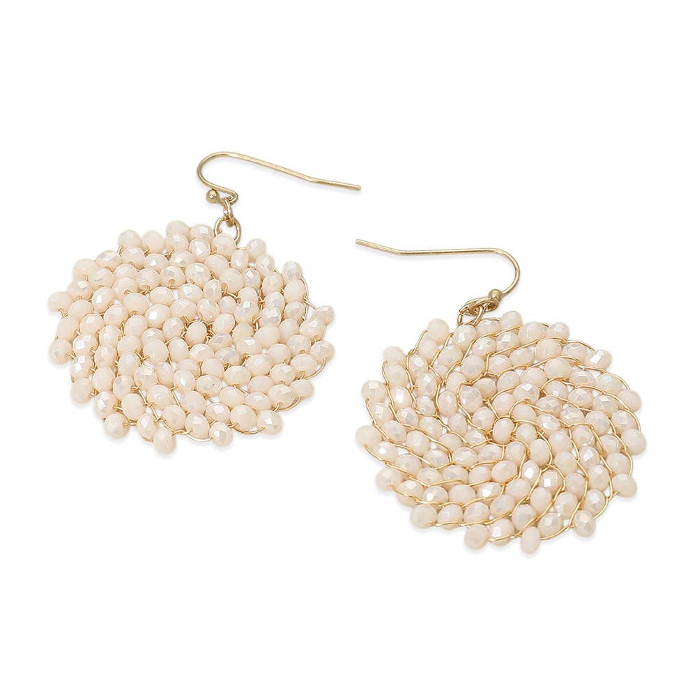 Faceted Beaded Hoop Drop Dangle Earrings