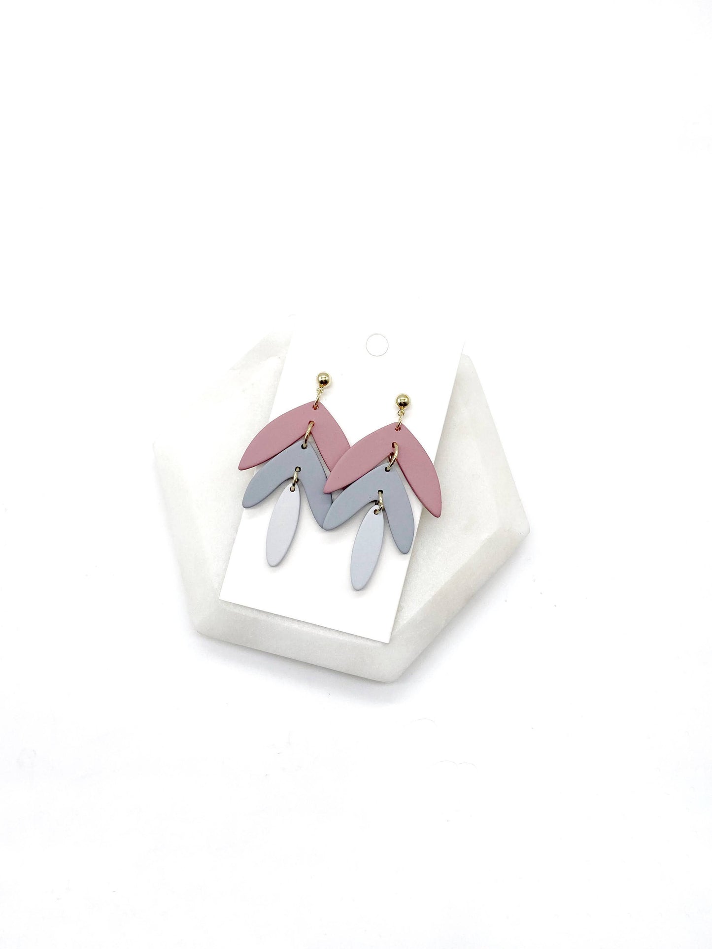 Mauve Lily Acrylic Dangle Leaf Earrings