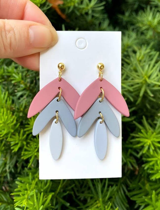 Mauve Lily Acrylic Dangle Leaf Earrings