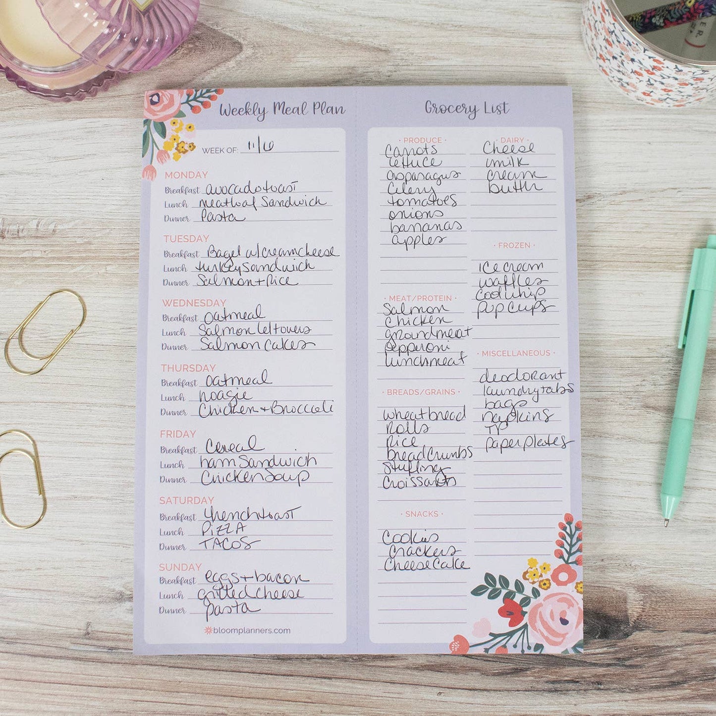 8.5x11 Meal Planning & Grocery Pad