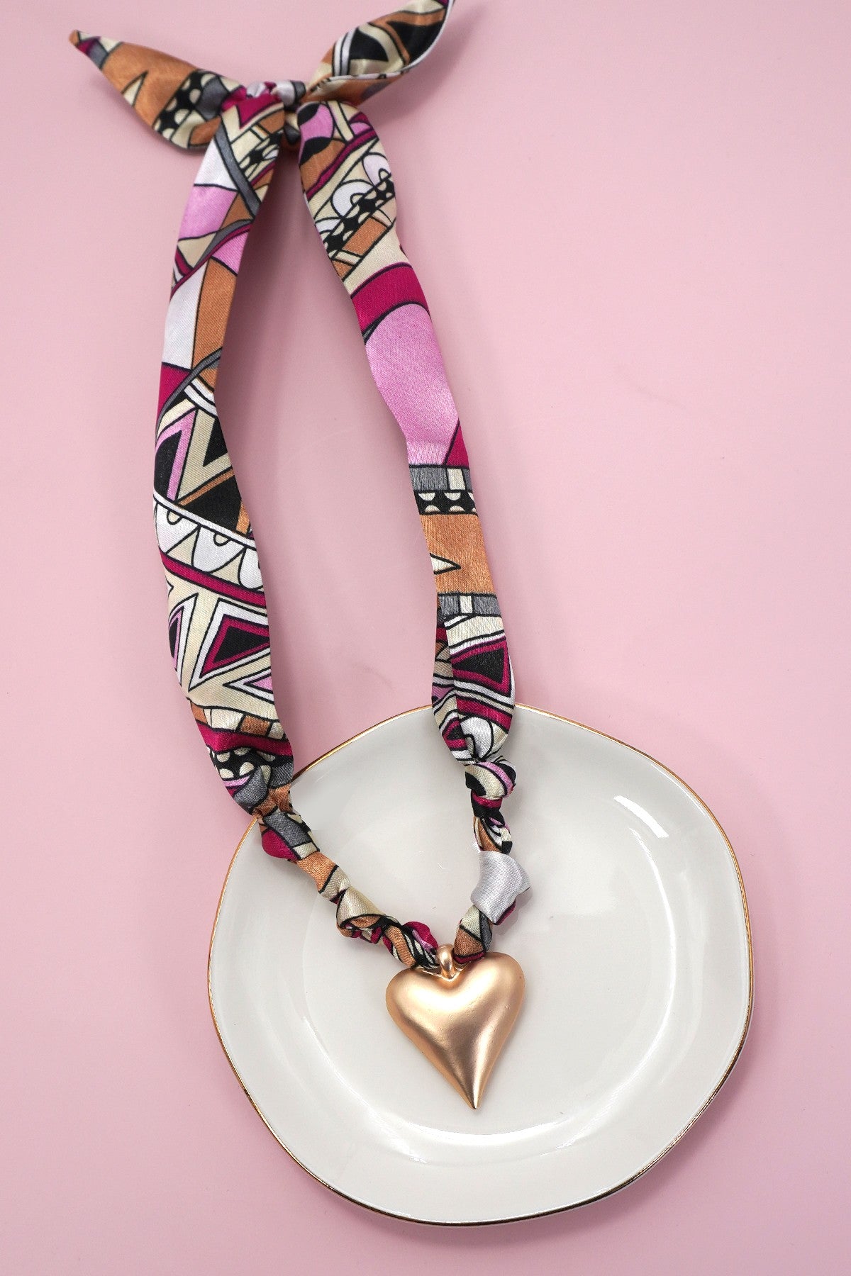 Gold Heart Handmade Scarf Necklace