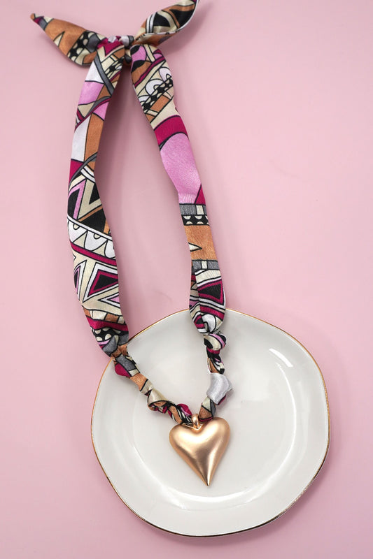 Gold Heart Handmade Scarf Necklace