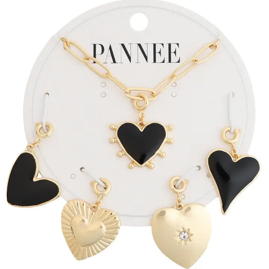 Mix & Match Black Heart Charm Necklace (charms are interchangeable!)