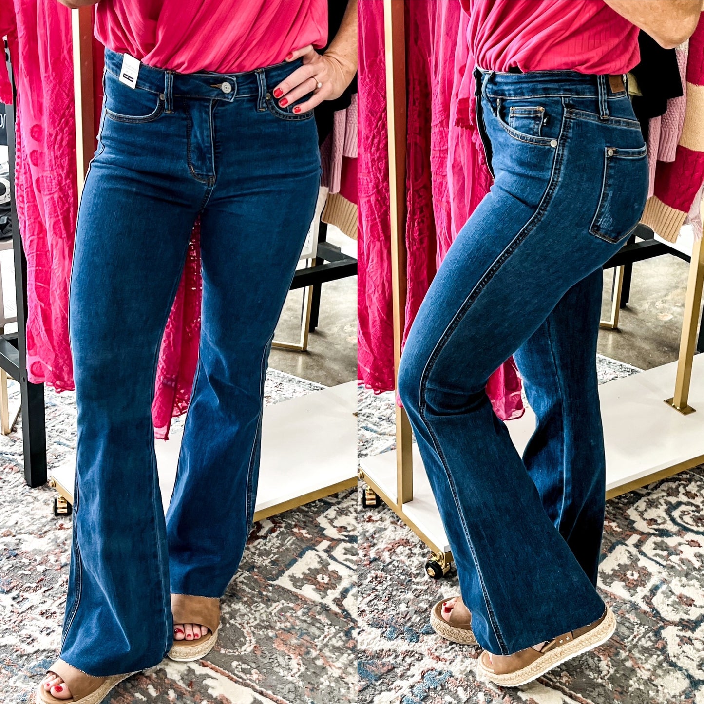 Francine Judy Blue Tummy Control Flared Jeans